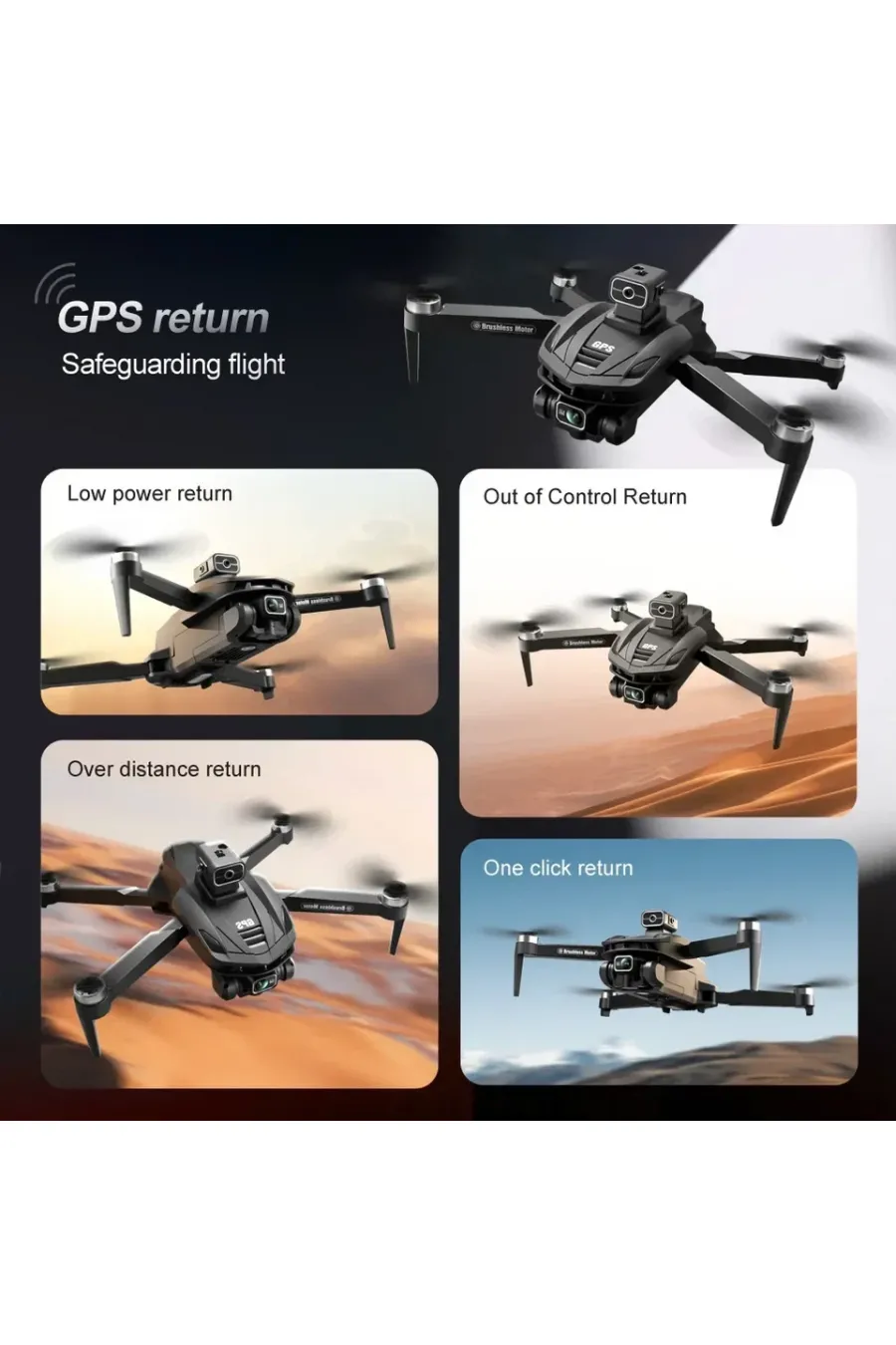 V168 Profesyonel 4K GPS Drone – 3 Kameralı, Engelden Kaçınma Özellikli