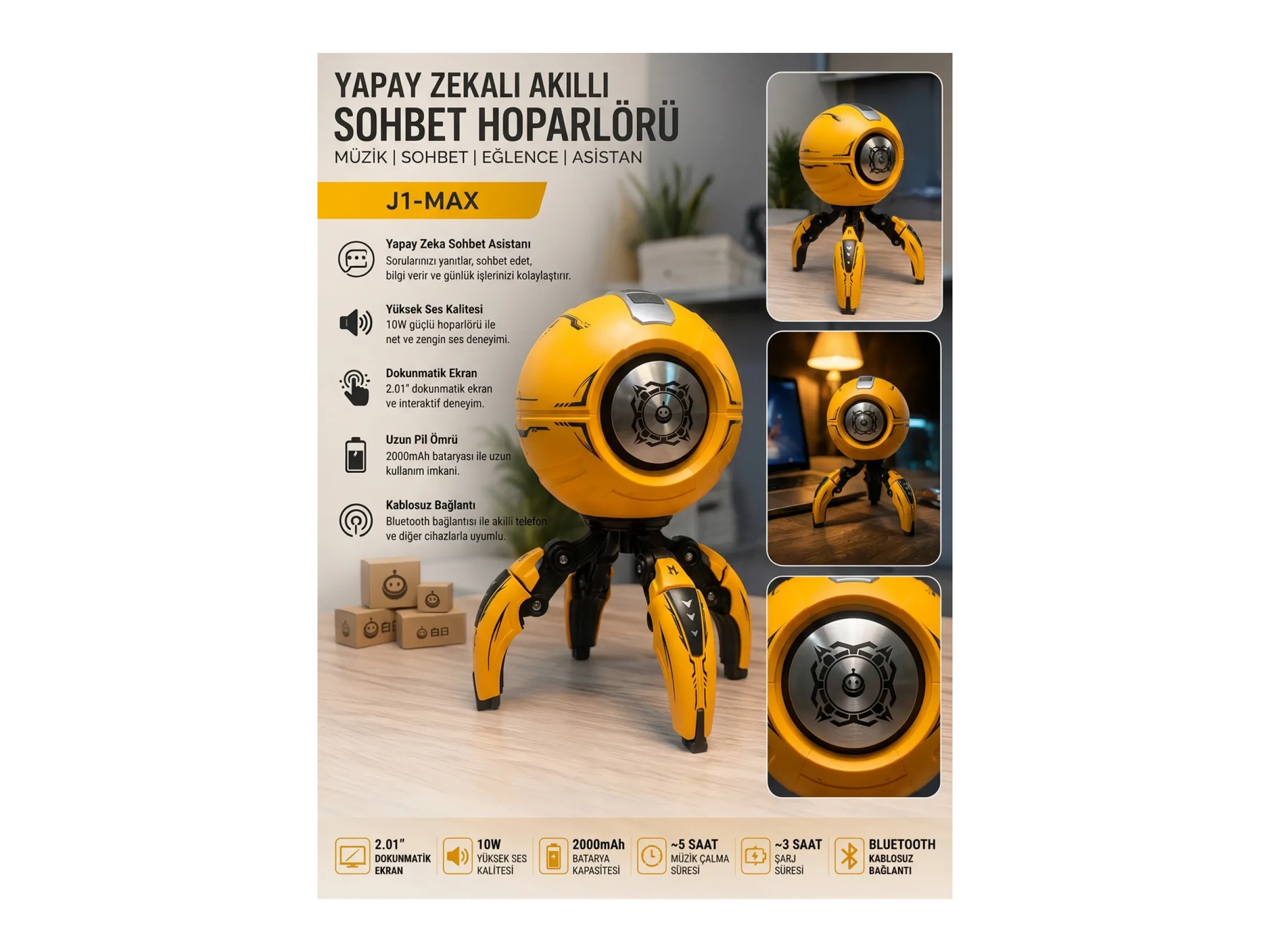 INWELT J1-MAX Yapay Zekâlı Akıllı Sohbet Hoparlörü görsel 1